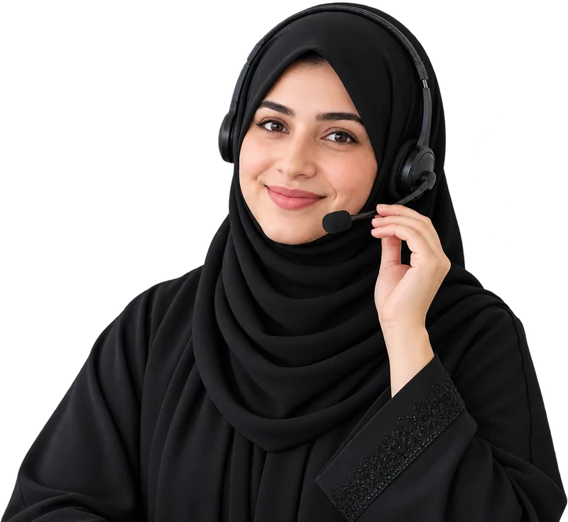 An Umrah Companions support agent on a headset